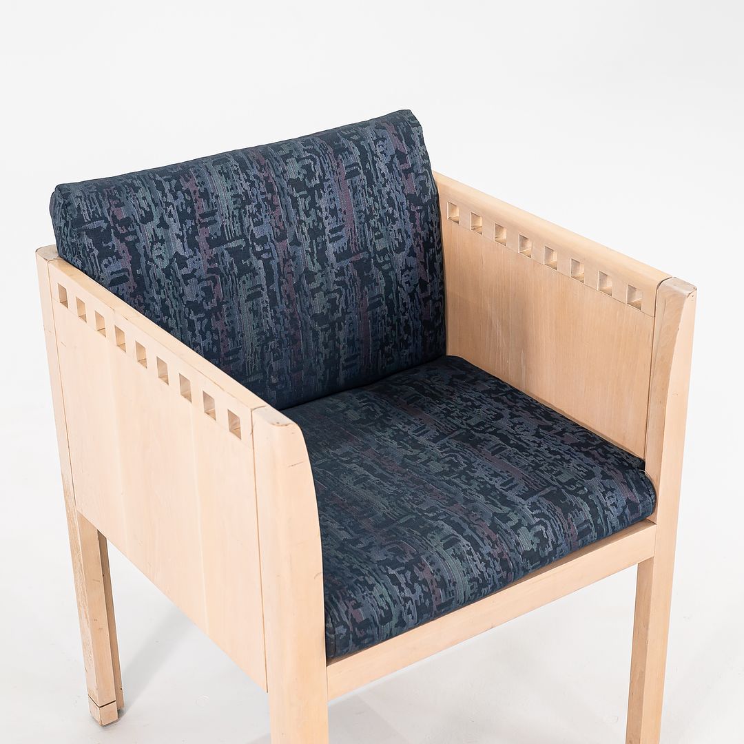 1988 Cube Armchair by Brian Kane for Metropolitan Furniture in Maple and Blue Fabric 3x Available