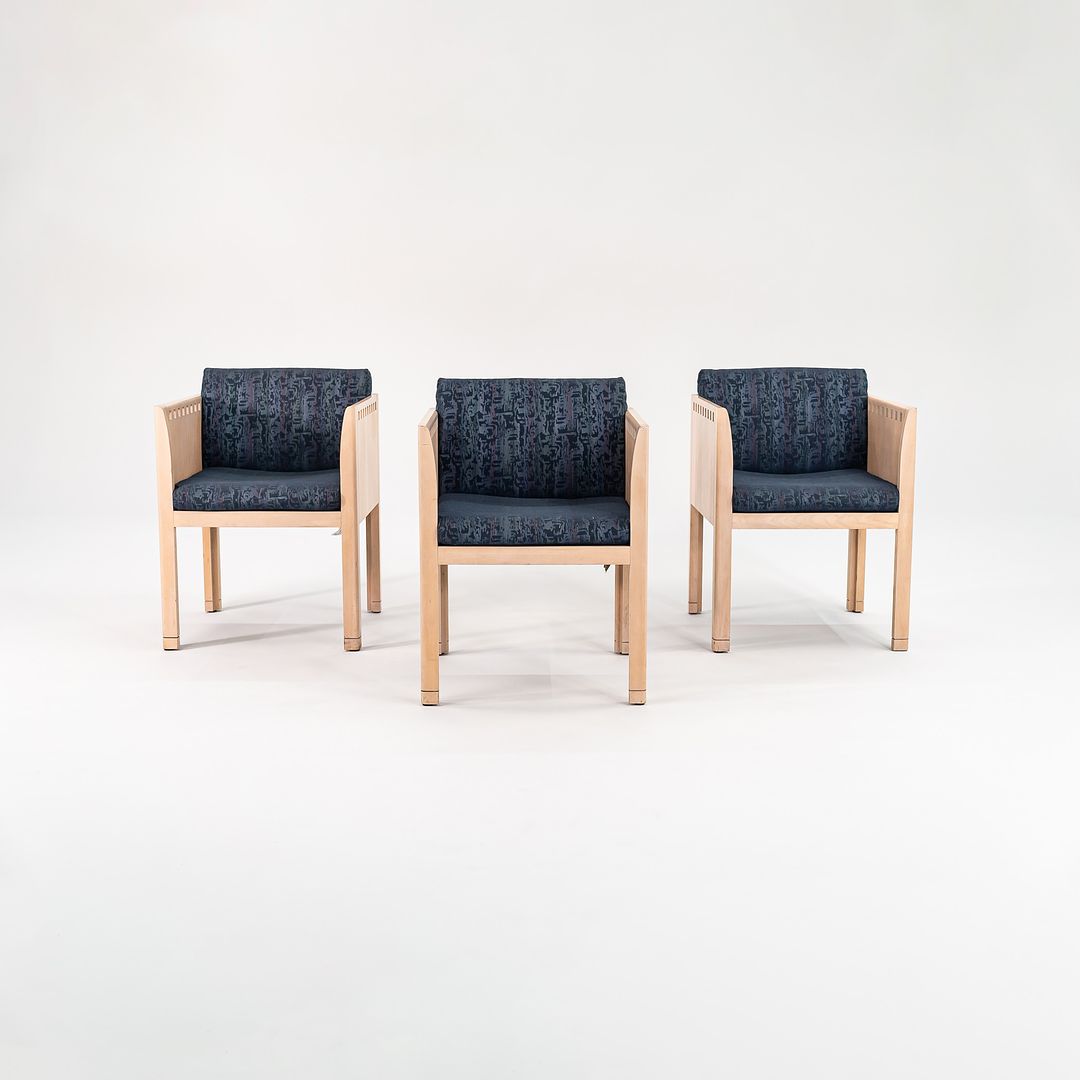 1988 Cube Armchair by Brian Kane for Metropolitan Furniture in Maple and Blue Fabric 3x Available