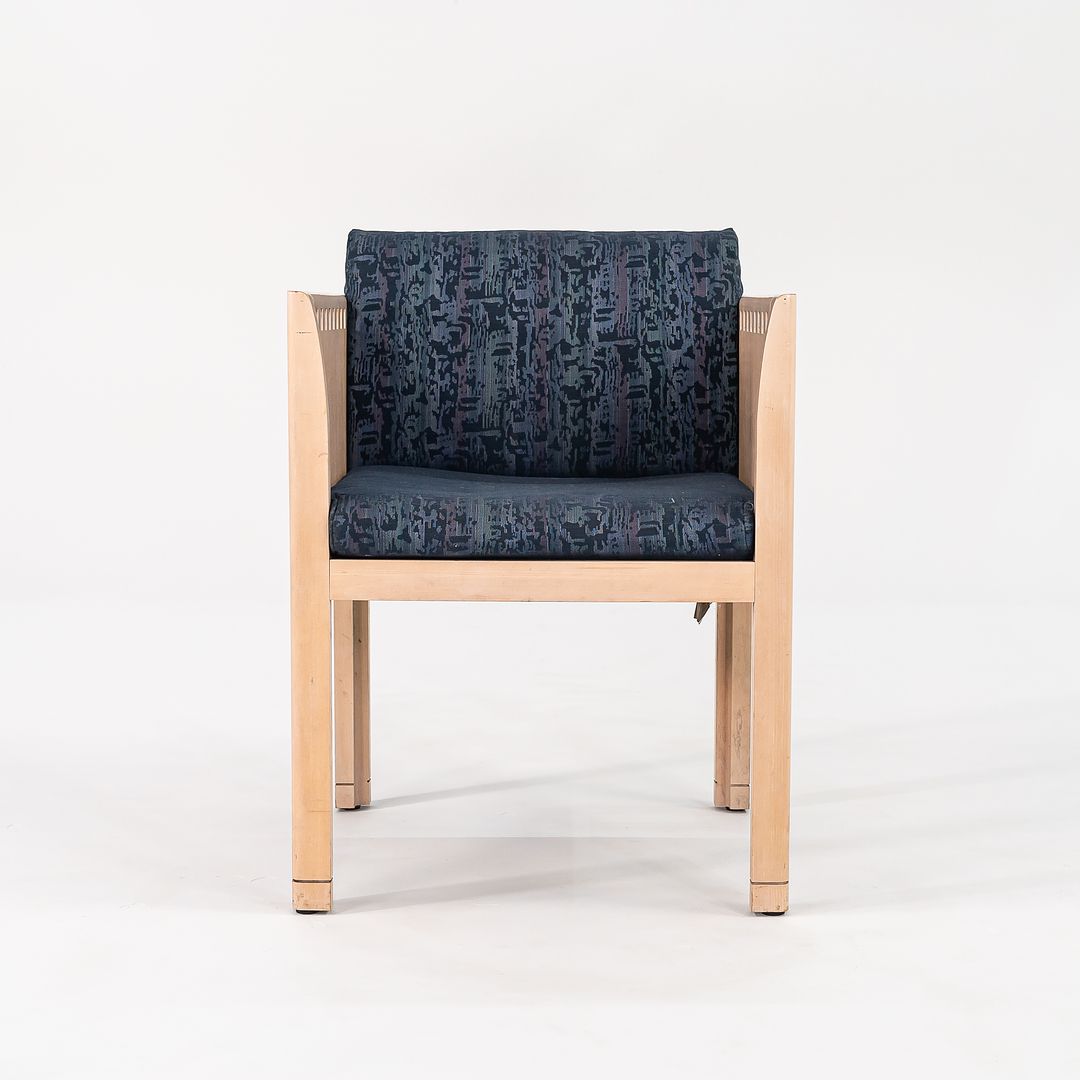 1988 Cube Armchair by Brian Kane for Metropolitan Furniture in Maple and Blue Fabric 3x Available