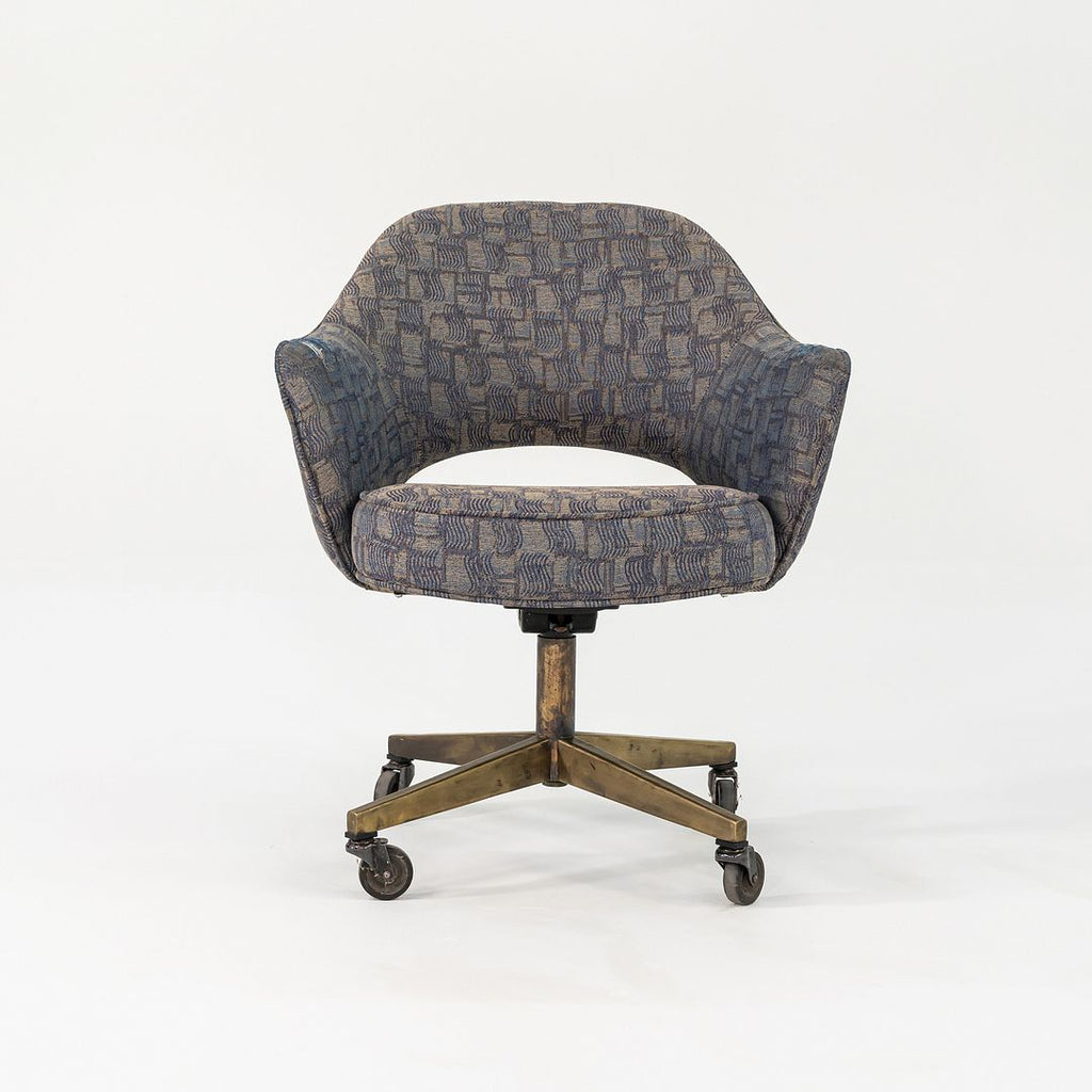 1960s Eero Saarinen for Knoll Executive Arm Desk Chair w/ Bronze Base and Fabric