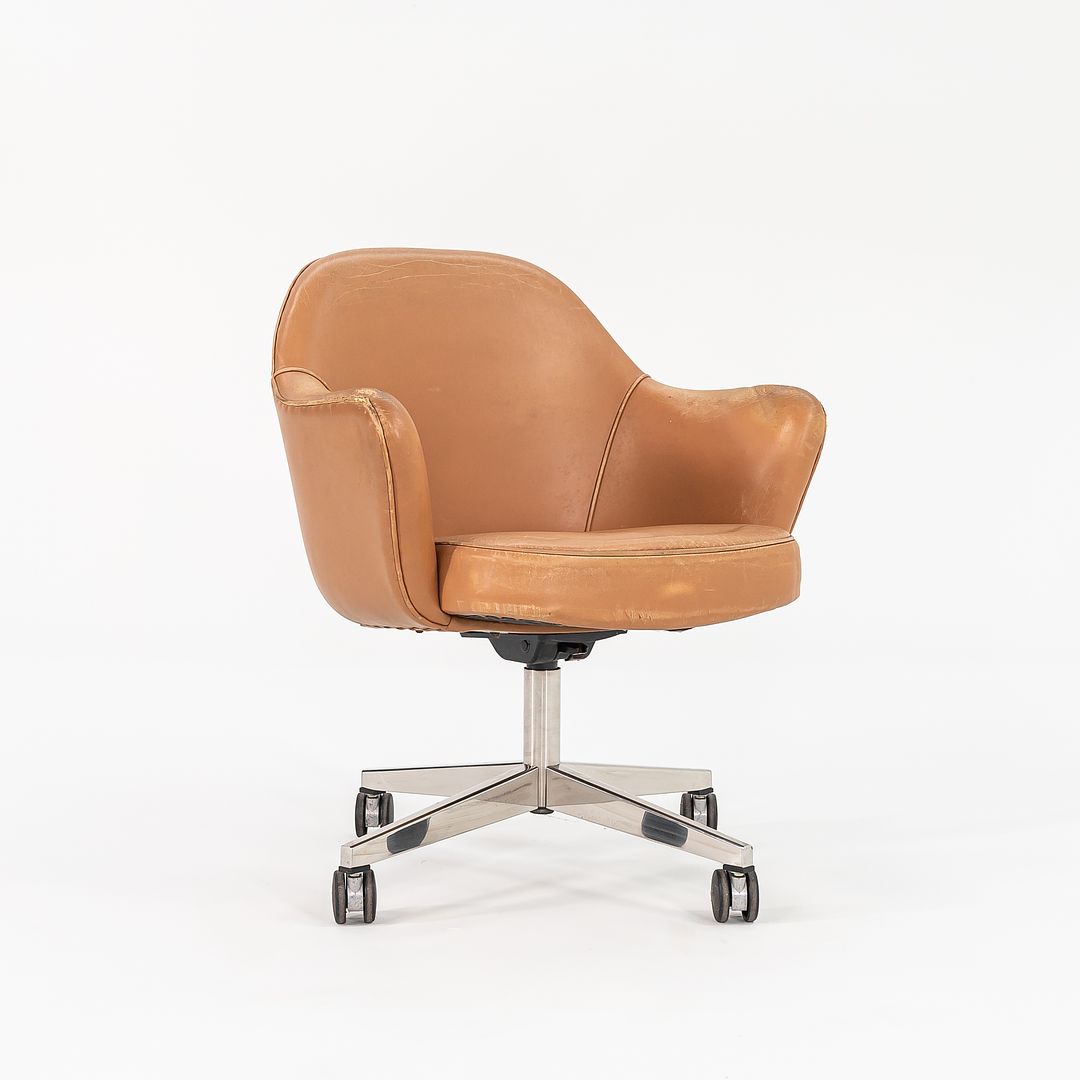 1979 Saarinen Executive Chair, Model 68S by Eero Saarinen for Knoll in Tan Leather