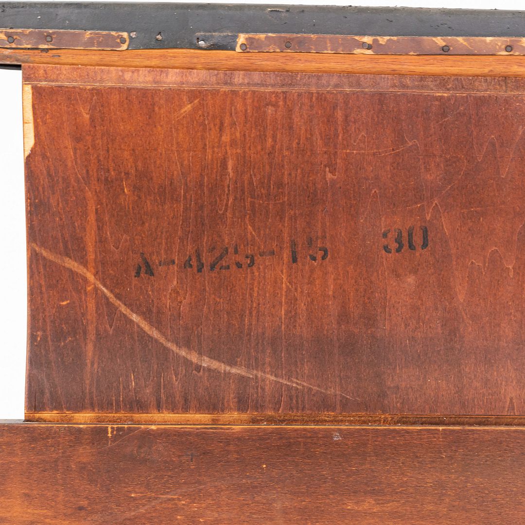 1960s American Black Walnut Queen Headboard with Black Leatherette Upholstery