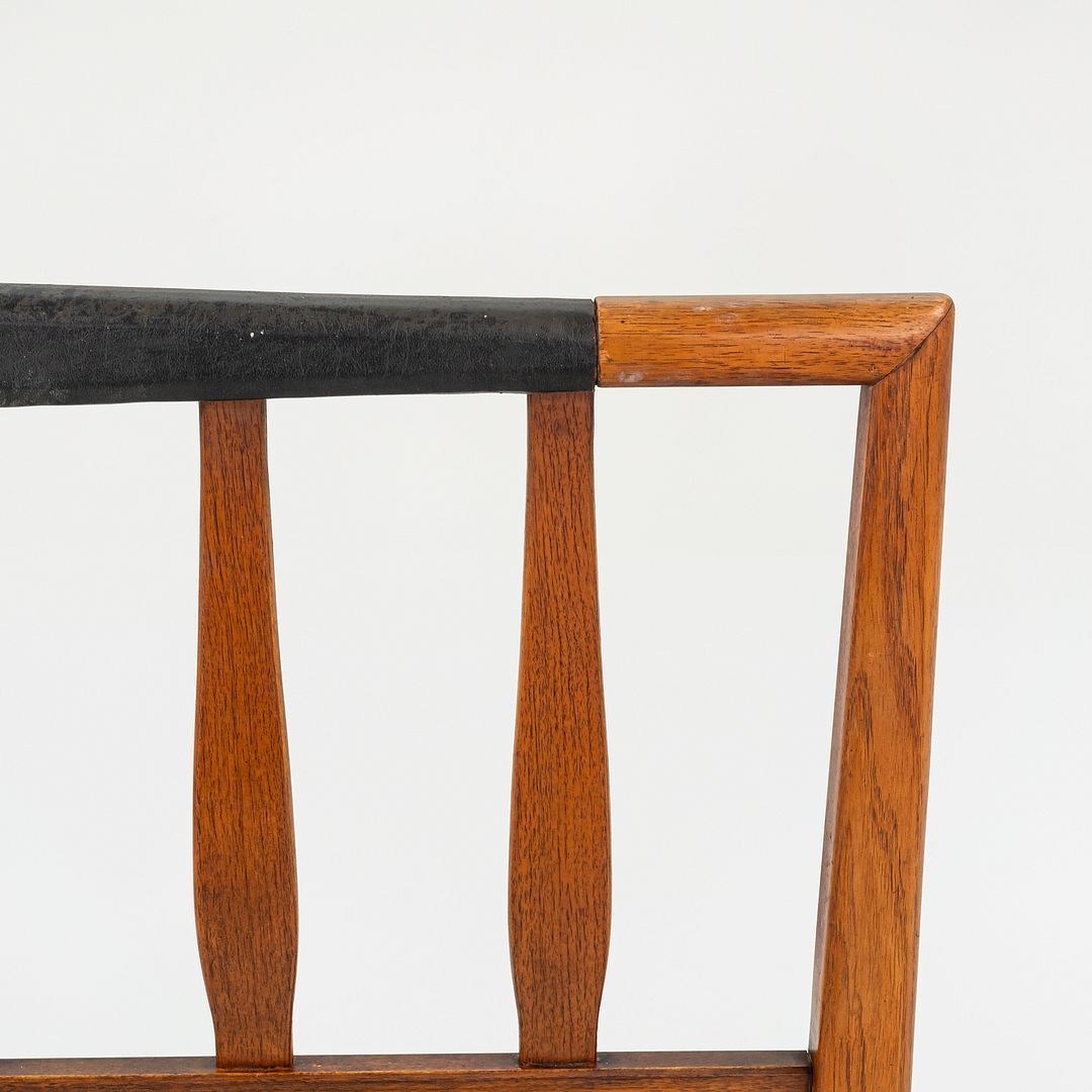 1960s American Black Walnut Queen Headboard with Black Leatherette Upholstery