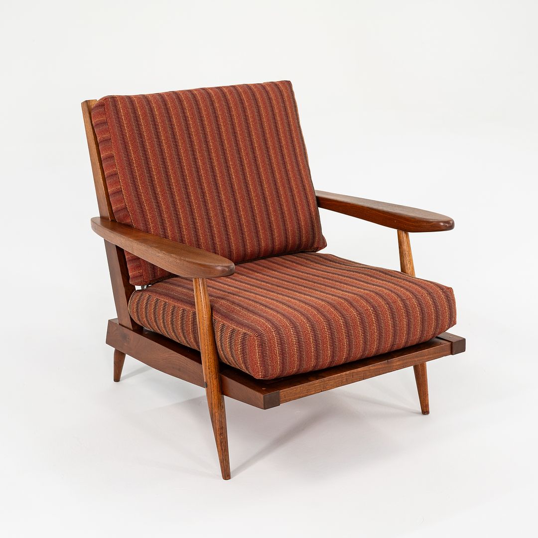 1950s Slatted Lounge Chair with Arms by George Nakashima in Black Walnut