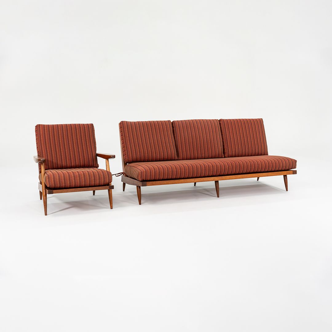 1950s Three Seat Slatted Settee Sofa by George Nakashima in Black Walnut