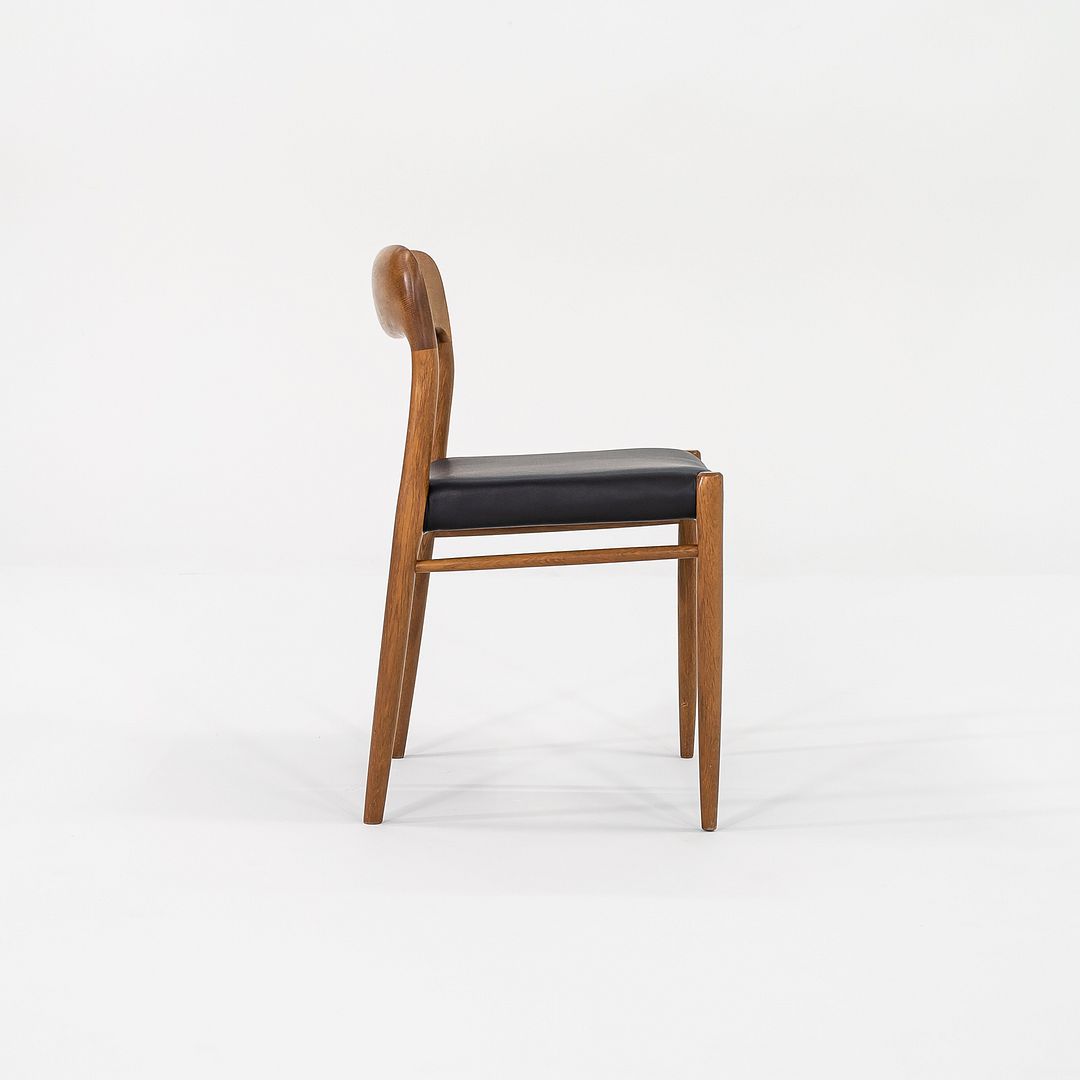 C. 1960s Pair of Niels Moller for JL Moller Model 75 Dining Chairs Oak & Leather