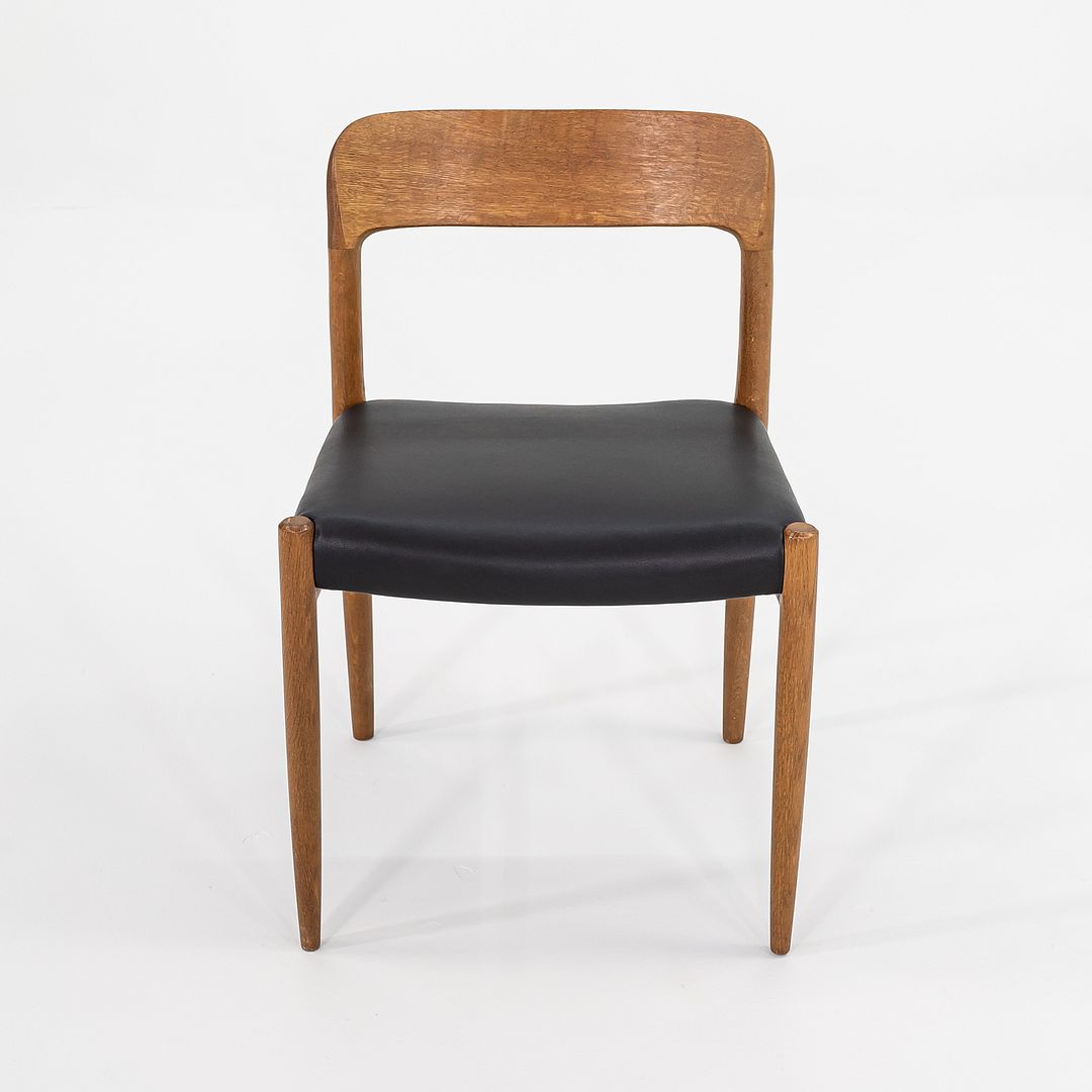 C. 1960s Pair of Niels Moller for JL Moller Model 75 Dining Chairs Oak & Leather