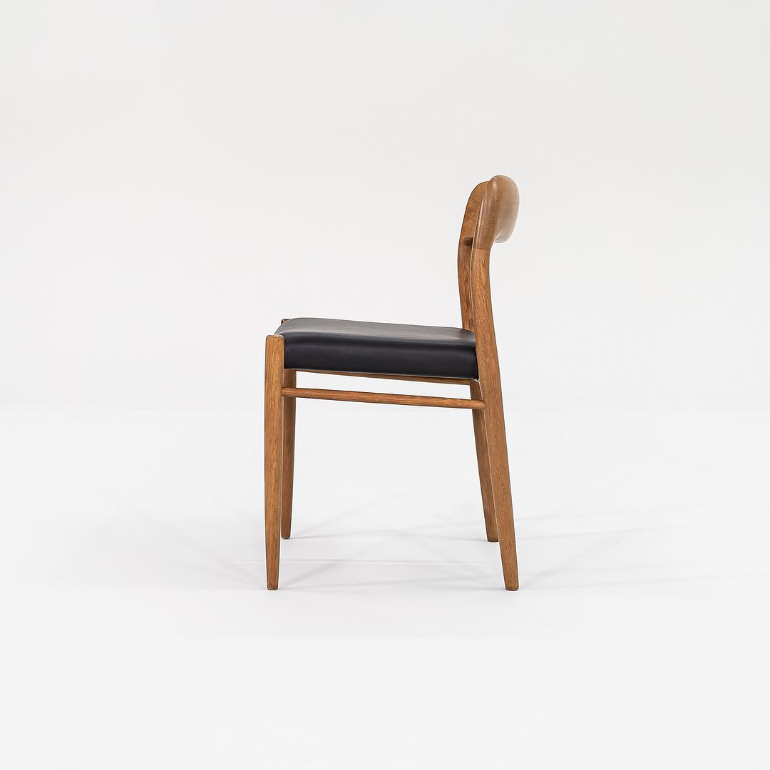 C. 1960s Pair of Niels Moller for JL Moller Model 75 Dining Chairs Oak & Leather