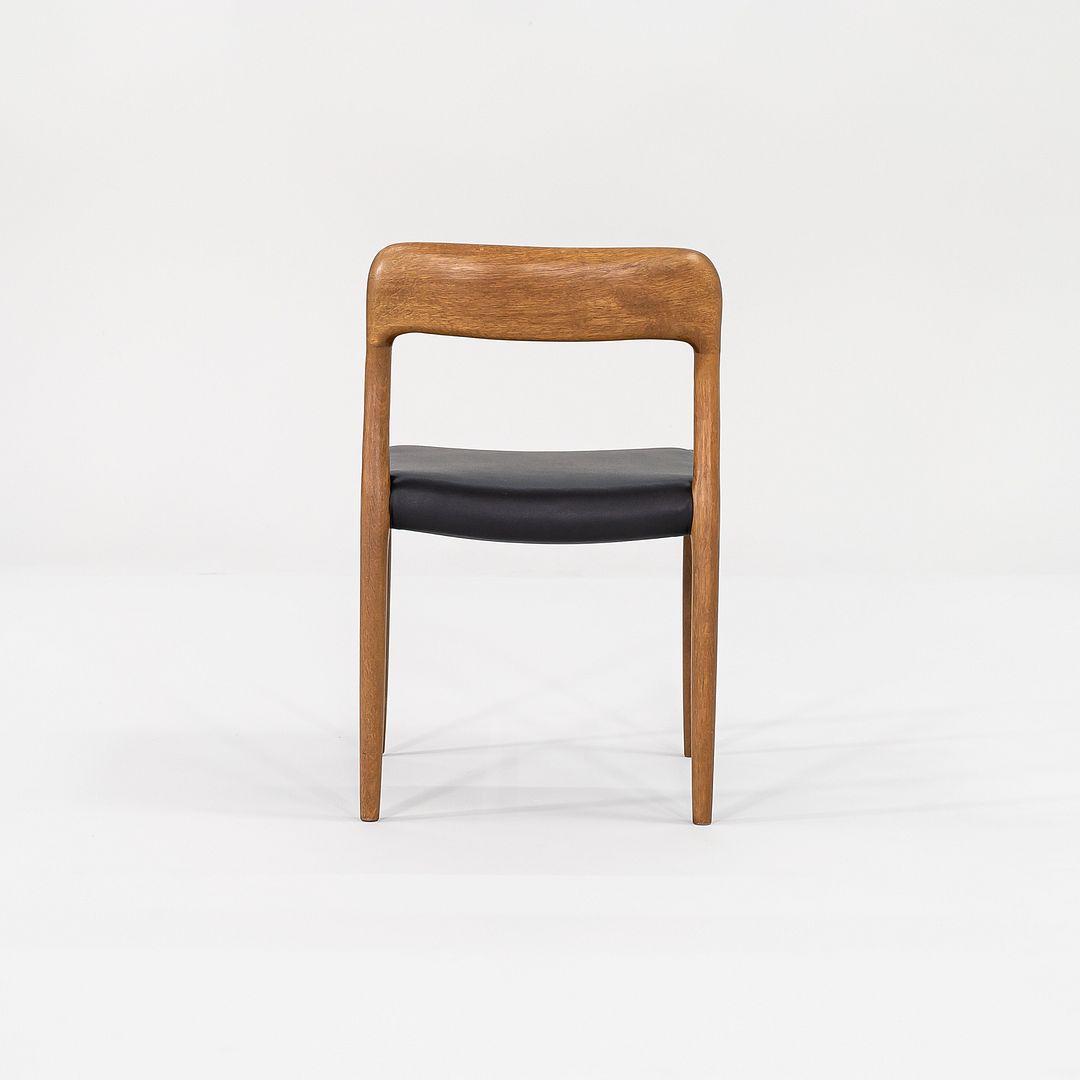 C. 1960s Pair of Niels Moller for JL Moller Model 75 Dining Chairs Oak & Leather