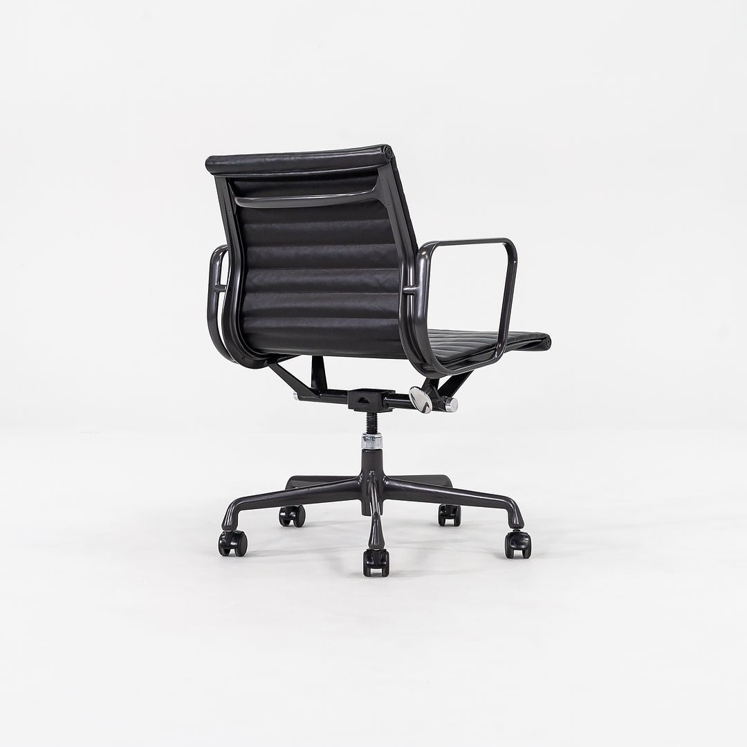 2012 Aluminum Group Management Desk Chair by Charles and Ray Eames for Herman Miller in Black Leather with Grey Frames Sets Available