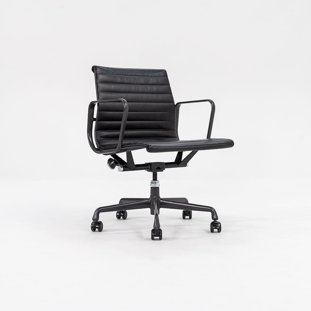 2012 Aluminum Group Management Desk Chair by Charles and Ray Eames for Herman Miller in Black Leather with Grey Frames Sets Available