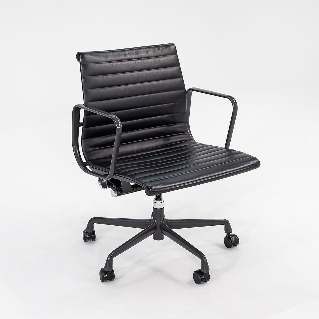 2012 Aluminum Group Management Desk Chair by Charles and Ray Eames for Herman Miller in Black Leather with Grey Frames Sets Available