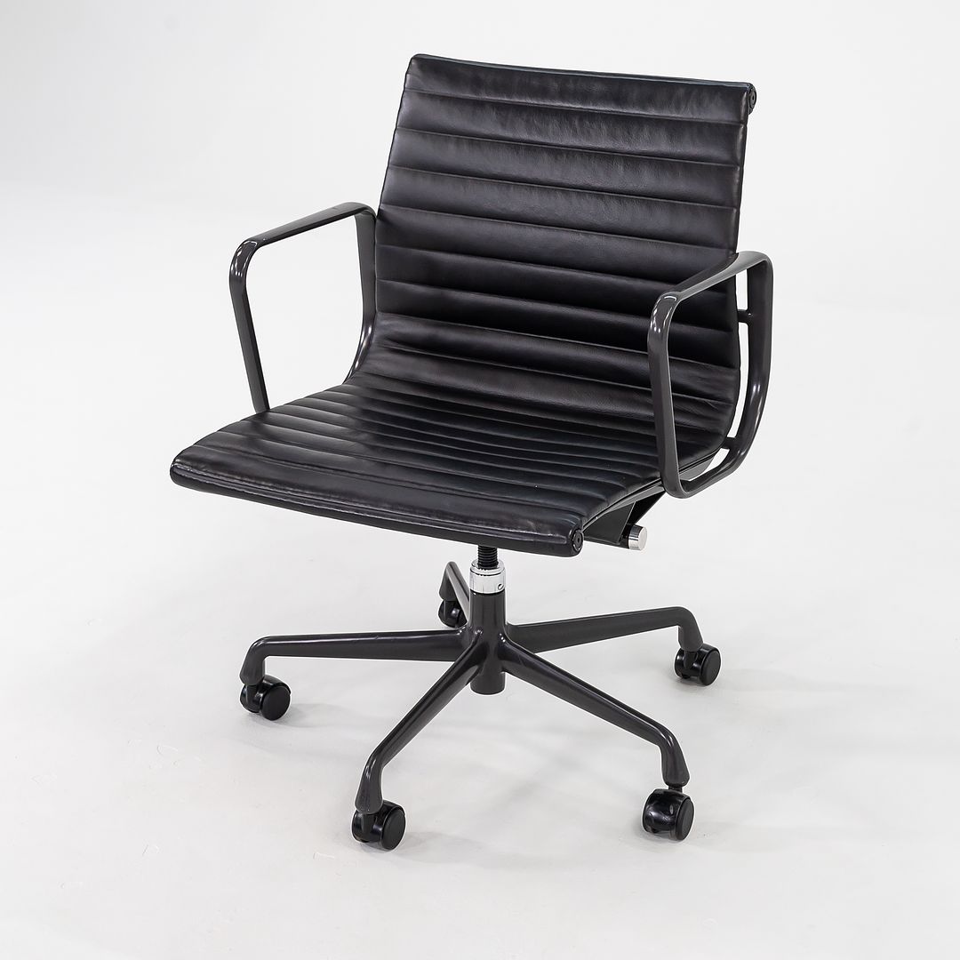 2012 Aluminum Group Management Desk Chair by Charles and Ray Eames for Herman Miller in Black Leather with Grey Frames Sets Available