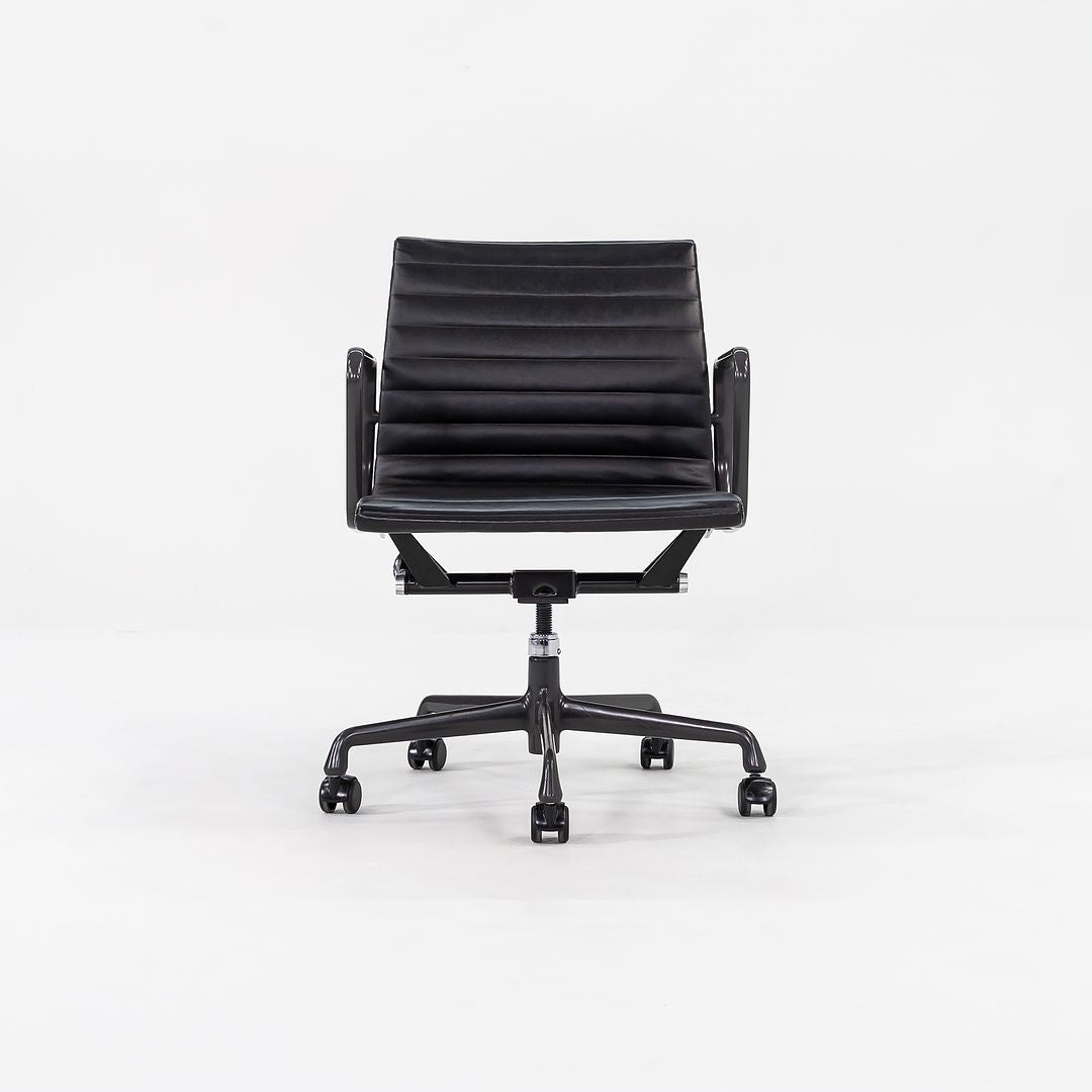 2012 Aluminum Group Management Desk Chair by Charles and Ray Eames for Herman Miller in Black Leather with Grey Frames Sets Available