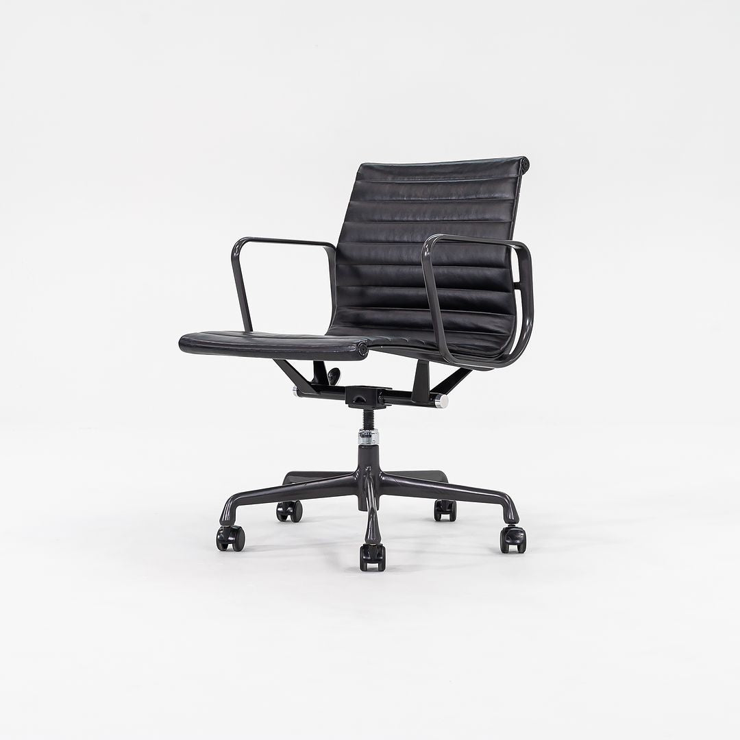 2012 Aluminum Group Management Desk Chair by Charles and Ray Eames for Herman Miller in Black Leather with Grey Frames Sets Available