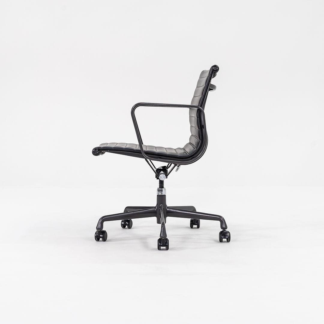 2012 Aluminum Group Management Desk Chair by Charles and Ray Eames for Herman Miller in Black Leather with Grey Frames Sets Available