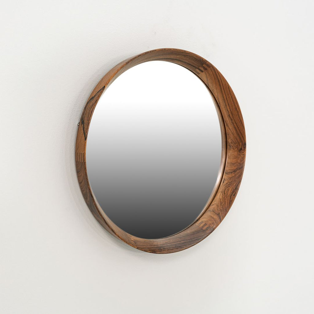 1960s Pederson & Hansen for Viby J Solid Brazilian Rosewood Circular Mirror 15"