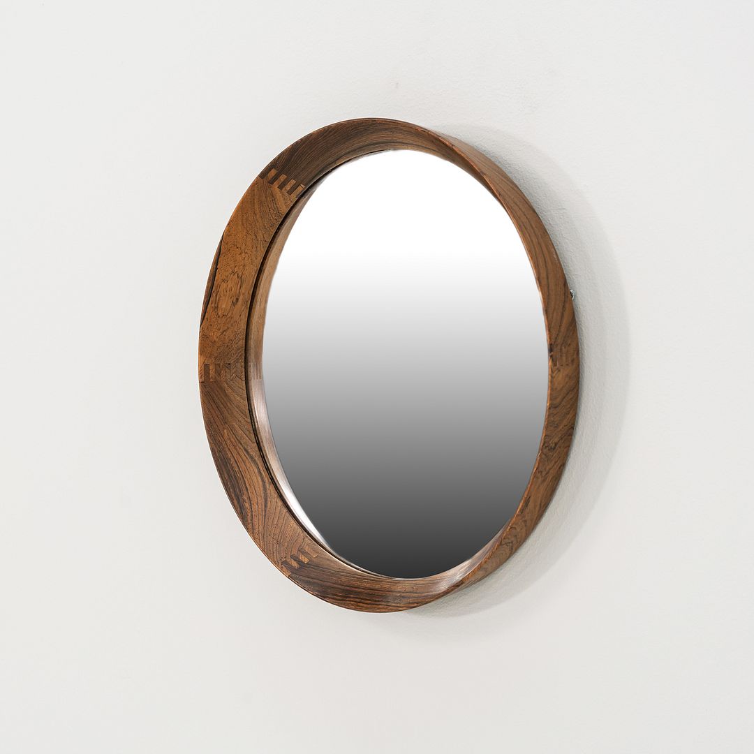 1960s Pederson & Hansen for Viby J Solid Brazilian Rosewood Circular Mirror 15"