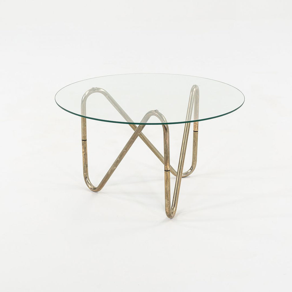 1960s French Tubular Chrome Side or End Table with 26 inch Round Glass Top