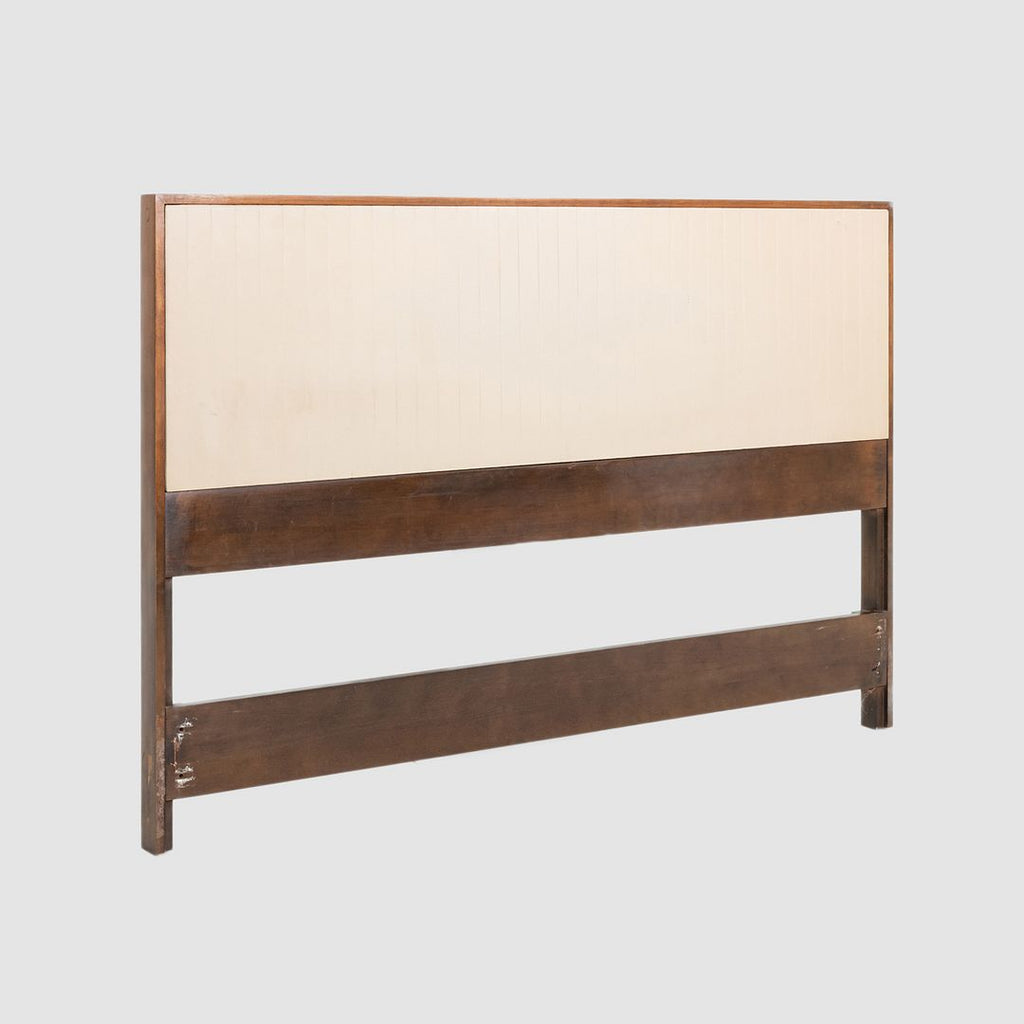 1950s Paul McCobb Planner Group Full-Size Headboard in Dark Wood w/ White Vinyl