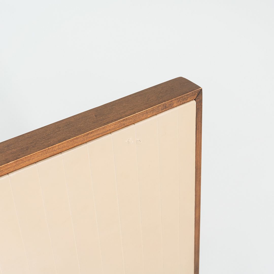 1950s Paul McCobb Planner Group Full-Size Headboard in Dark Wood w/ White Vinyl