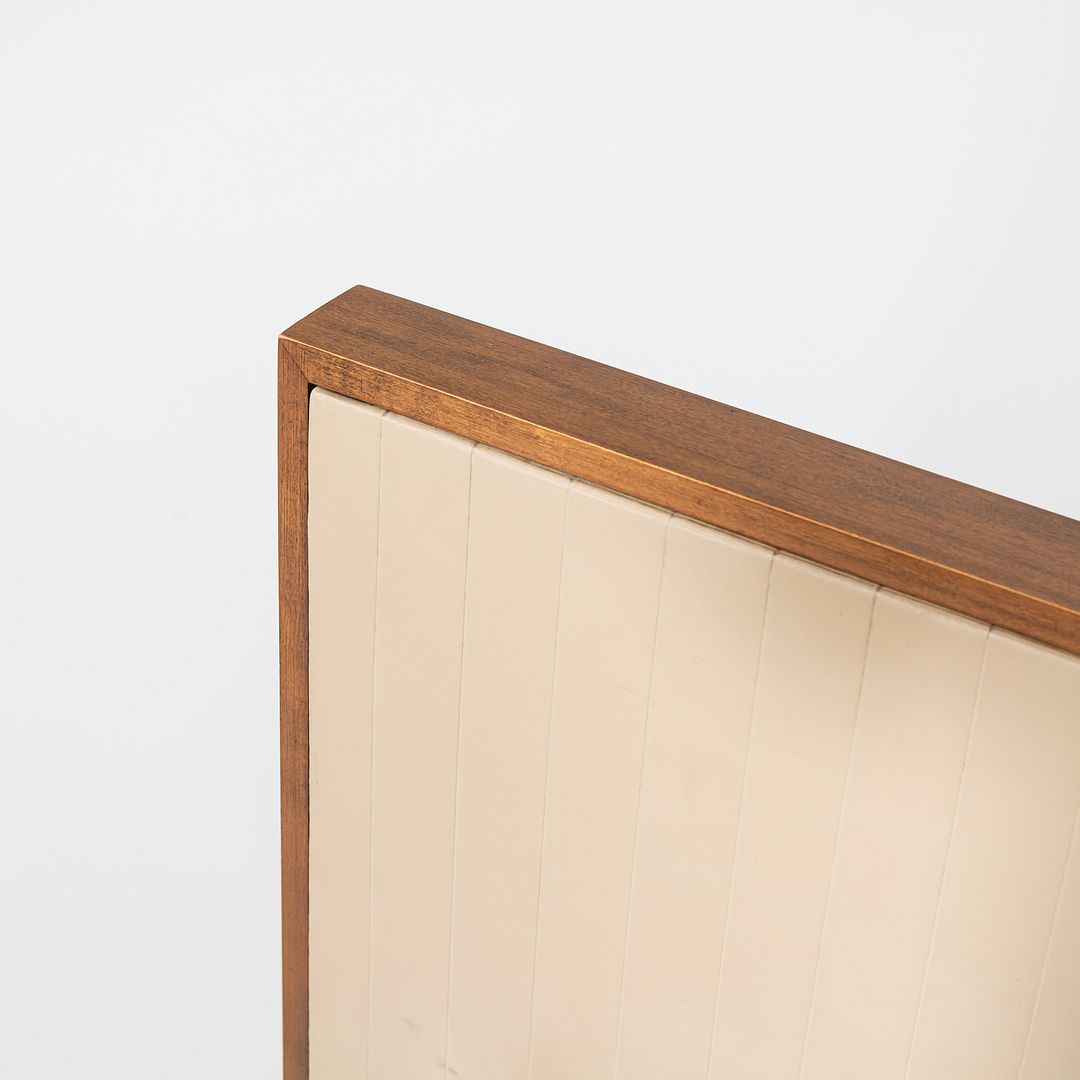 1950s Paul McCobb Planner Group Full-Size Headboard in Dark Wood w/ White Vinyl