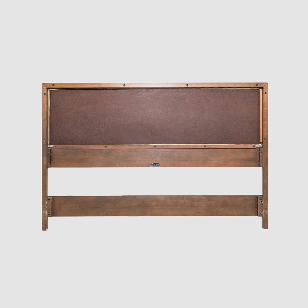 1950s Paul McCobb Planner Group Full-Size Headboard in Dark Wood w/ White Vinyl