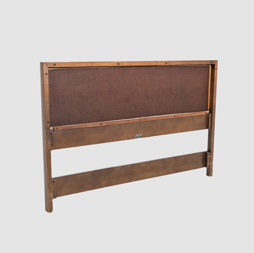 1950s Paul McCobb Planner Group Full-Size Headboard in Dark Wood w/ White Vinyl