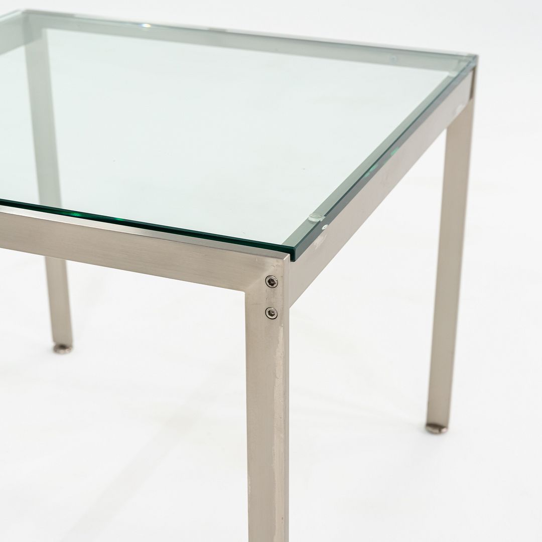 2010s Metal Series Square End Table with Glass Top by Geiger 24x24x20 inches