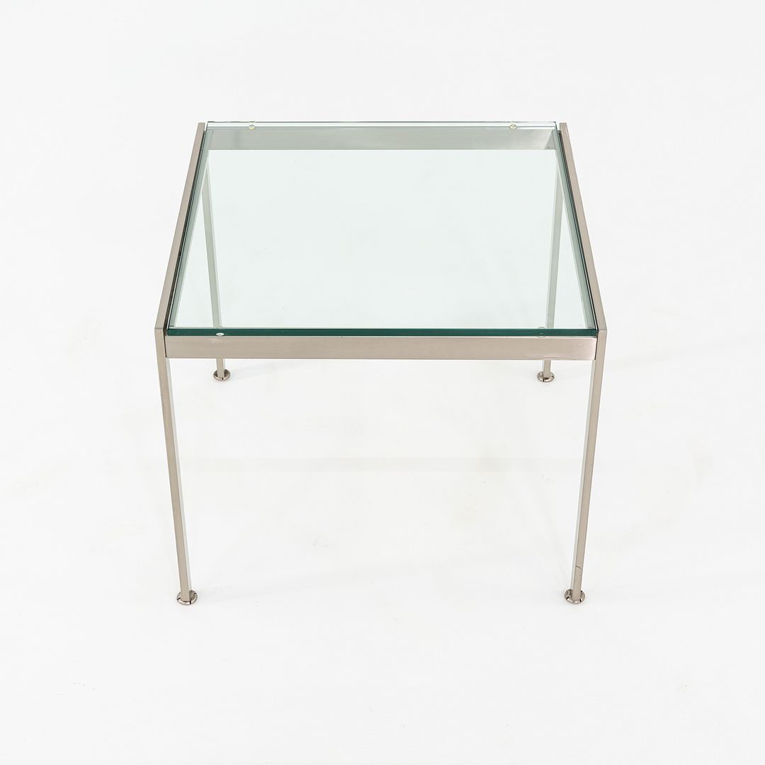2010s Metal Series Square End Table with Glass Top by Geiger 24x24x20 inches