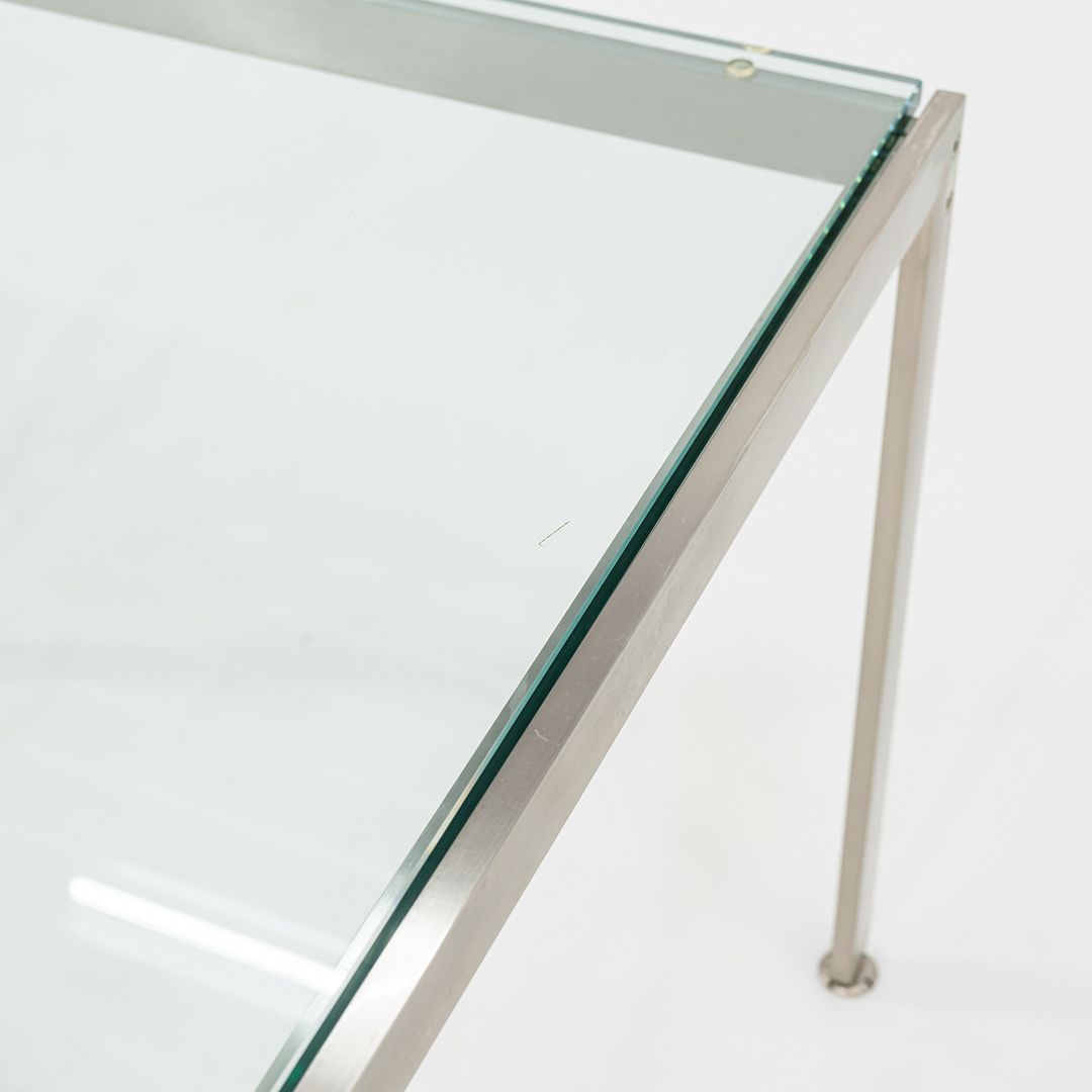 2010s Metal Series Square End Table with Glass Top by Geiger 24x24x20 inches