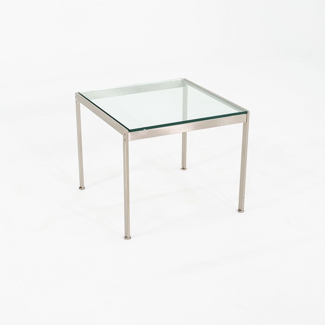 2010s Metal Series Square End Table with Glass Top by Geiger 24x24x20 inches