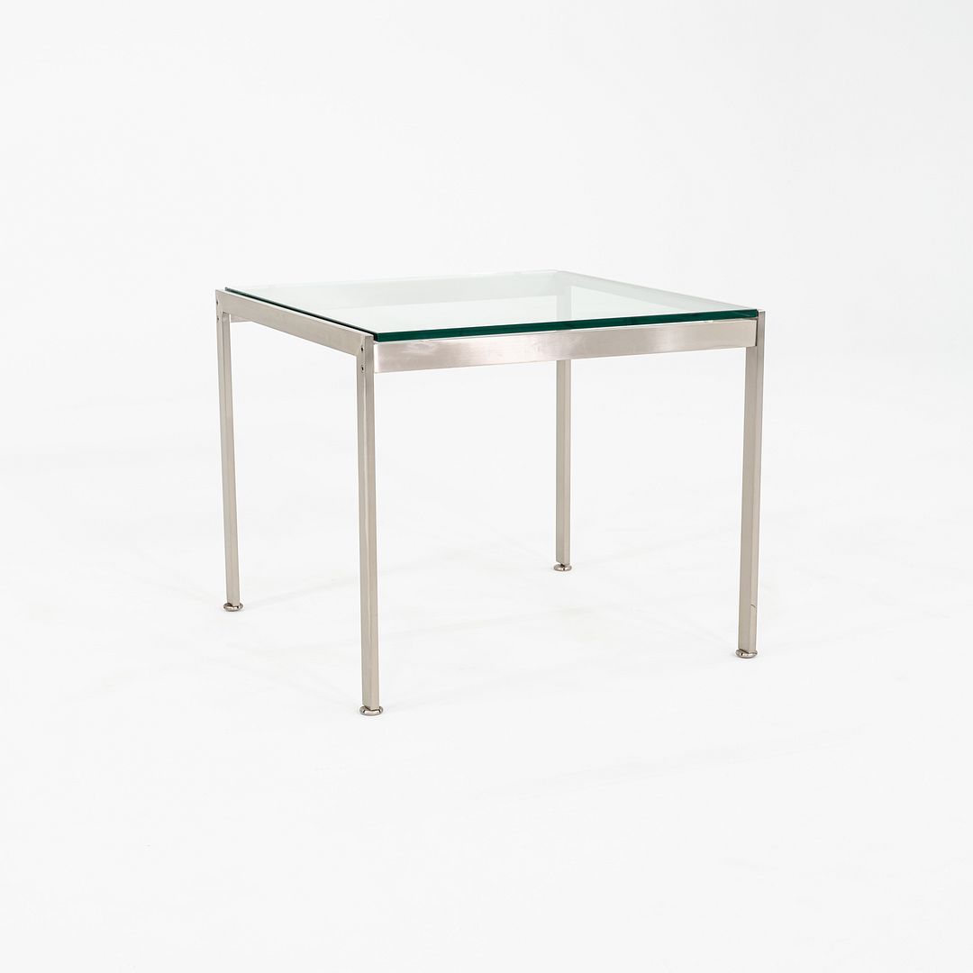 2010s Metal Series Square End Table with Glass Top by Geiger 24x24x20 inches