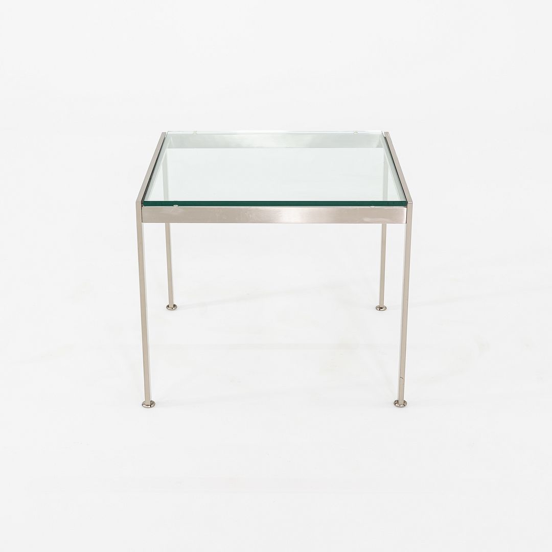 2010s Metal Series Square End Table with Glass Top by Geiger 24x24x20 inches