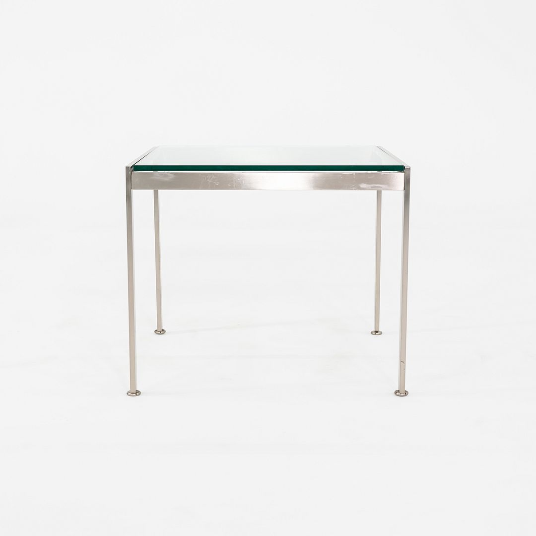2010s Metal Series Square End Table with Glass Top by Geiger 24x24x20 inches