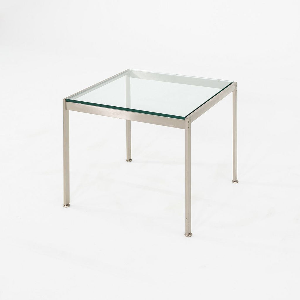 2010s Metal Series Square End Table with Glass Top by Geiger 24x24x20 inches