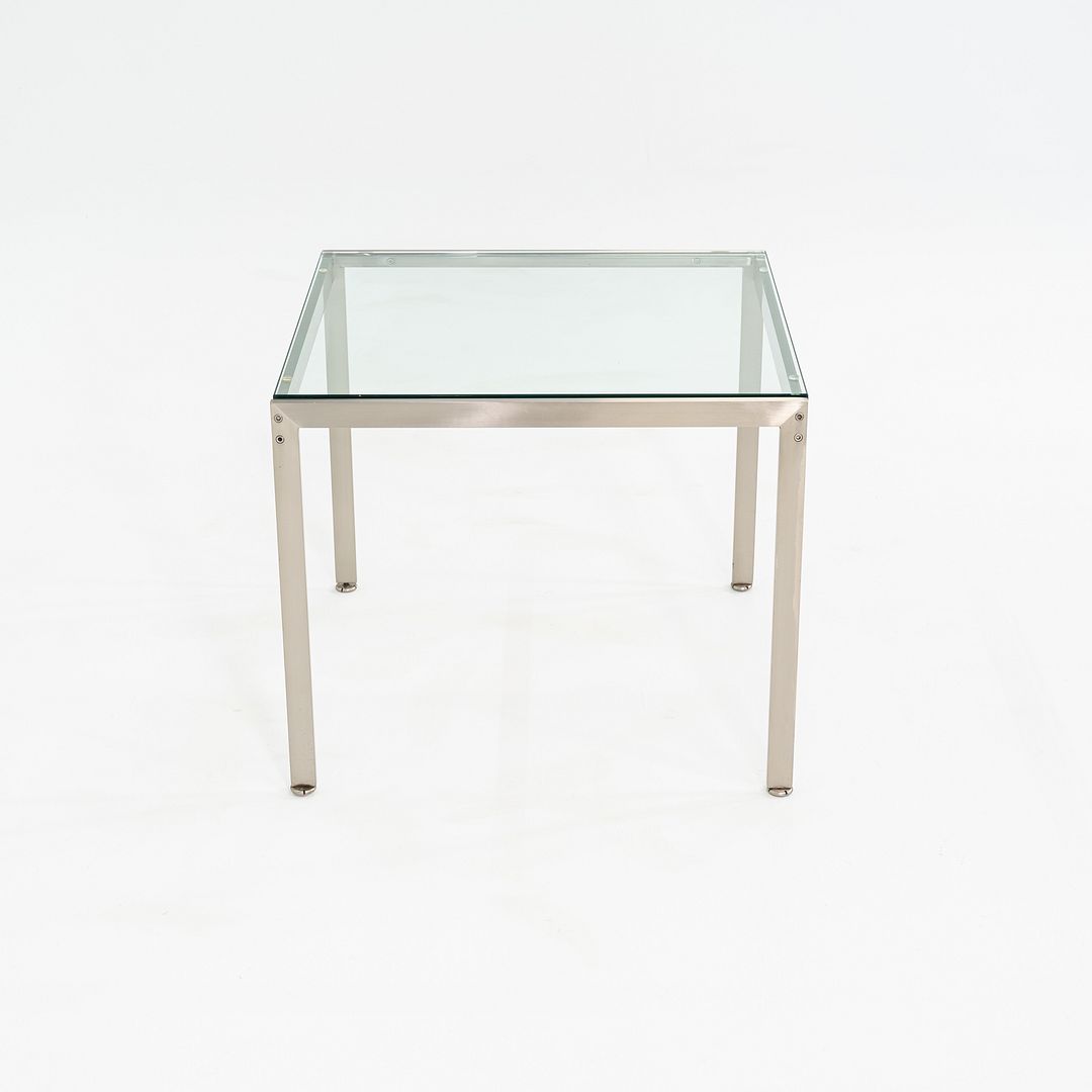 2010s Metal Series Square End Table with Glass Top by Geiger 24x24x20 inches