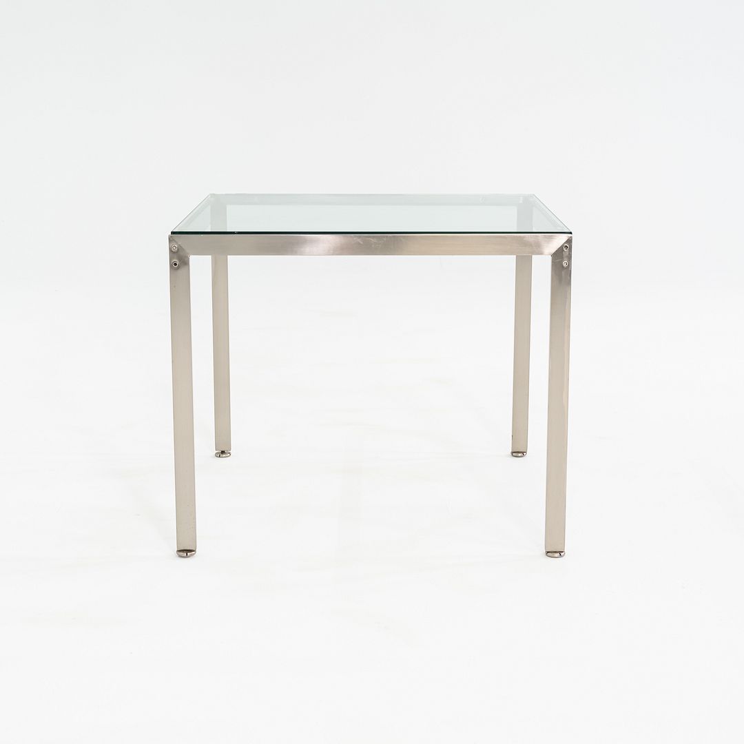 2010s Metal Series Square End Table with Glass Top by Geiger 24x24x20 inches