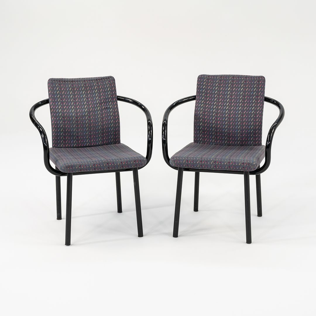 1986 Pair of Mandarin Chair by Ettore Sottsass for Knoll in Patterned Fabric