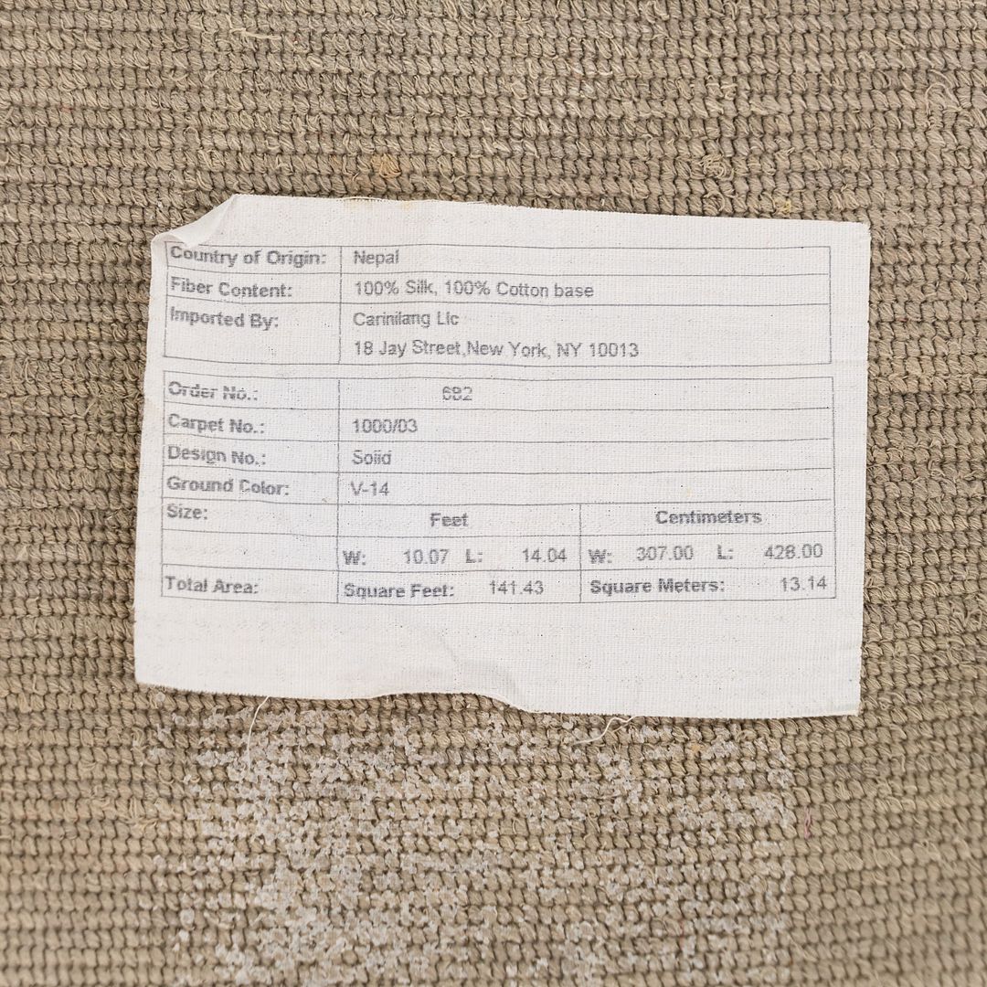 SOLD 100% Silk Green Rug from Nepal Imported by Carini Lang - Joseph Carini Carpets 10x14 ft