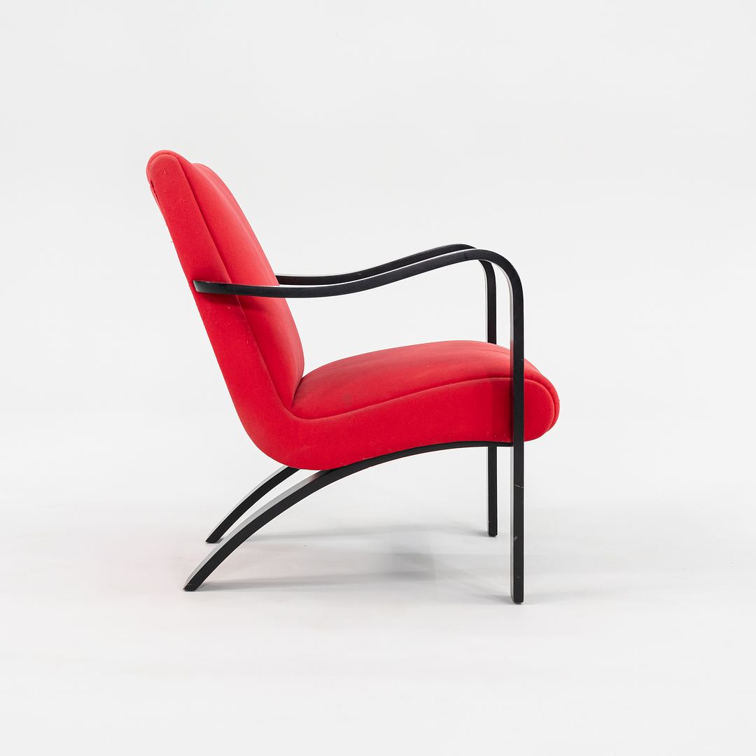 1990s Bentwood Lounge Chair by Thonet in Red Fabric with Ebonized Bentwood, 4x Available