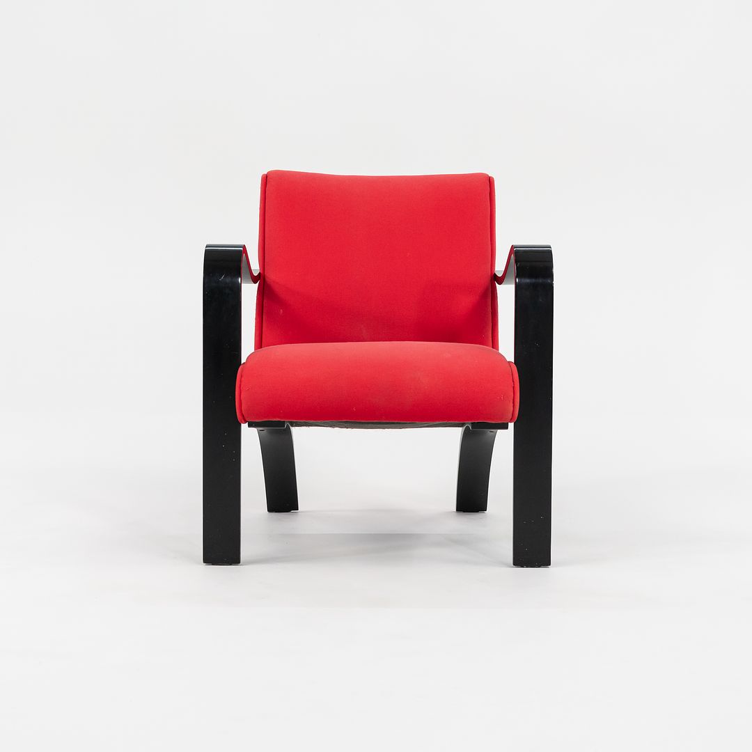 1990s Bentwood Lounge Chair by Thonet in Red Fabric with Ebonized Bentwood, 4x Available