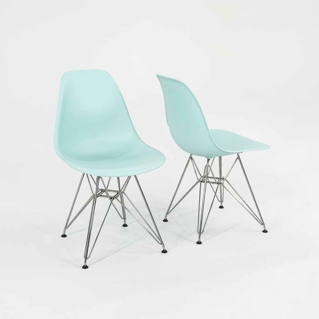 2018 Herman Miller Eames Plastic Dining Shell Chair with Eiffel Base in Aqua Sky Blue 1x available