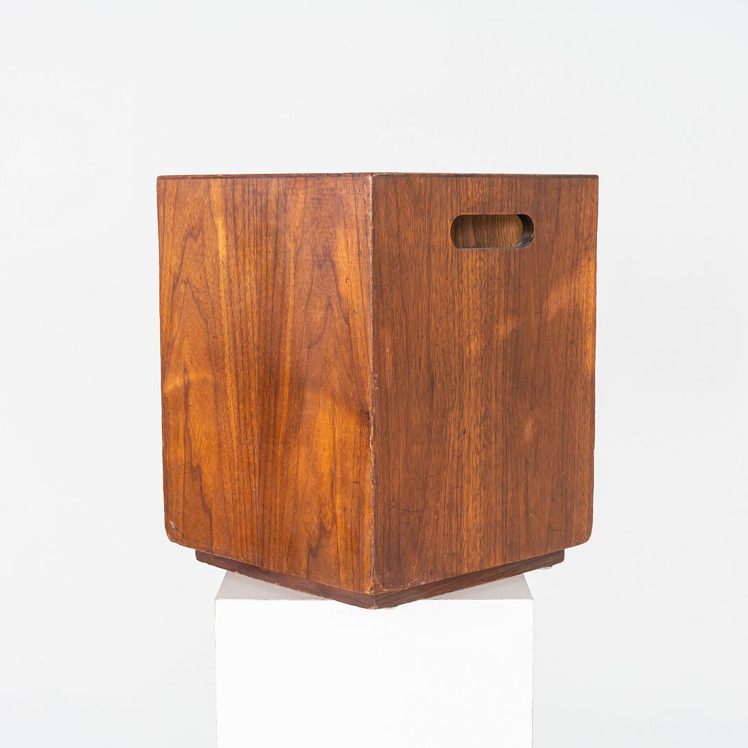 1970s Jens Risom Design Mid-Century Modern Wastebasket Trash Can in Walnut