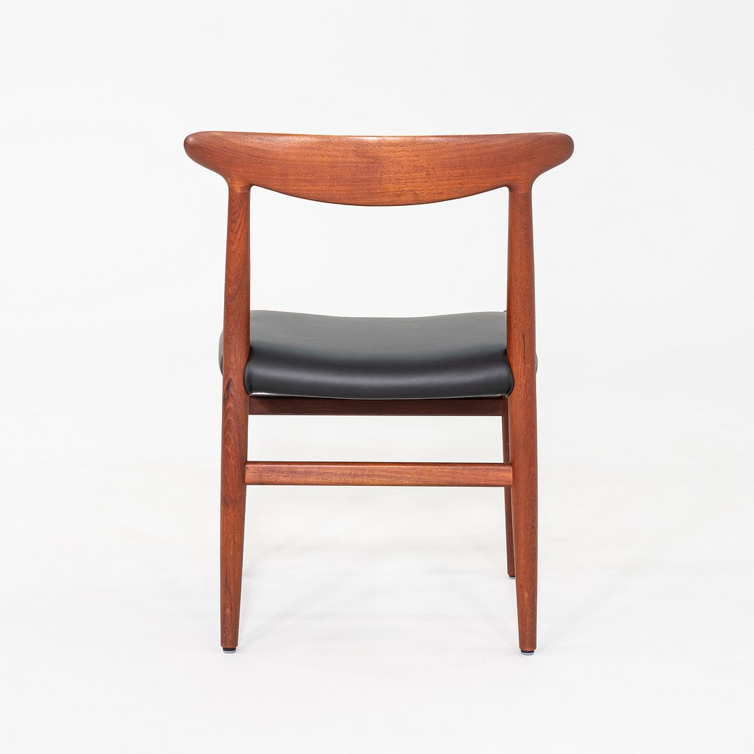 1950s Set of Eight Hans Wegner C.M. Madsen W2 Dining Chairs Teak & Black Leather