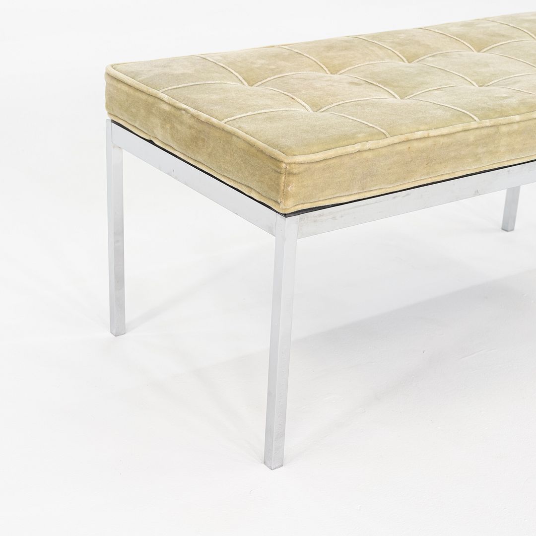 1960s Florence Knoll Chrome Bench Upholstered in Green Mohair 36x18" 2x Avail