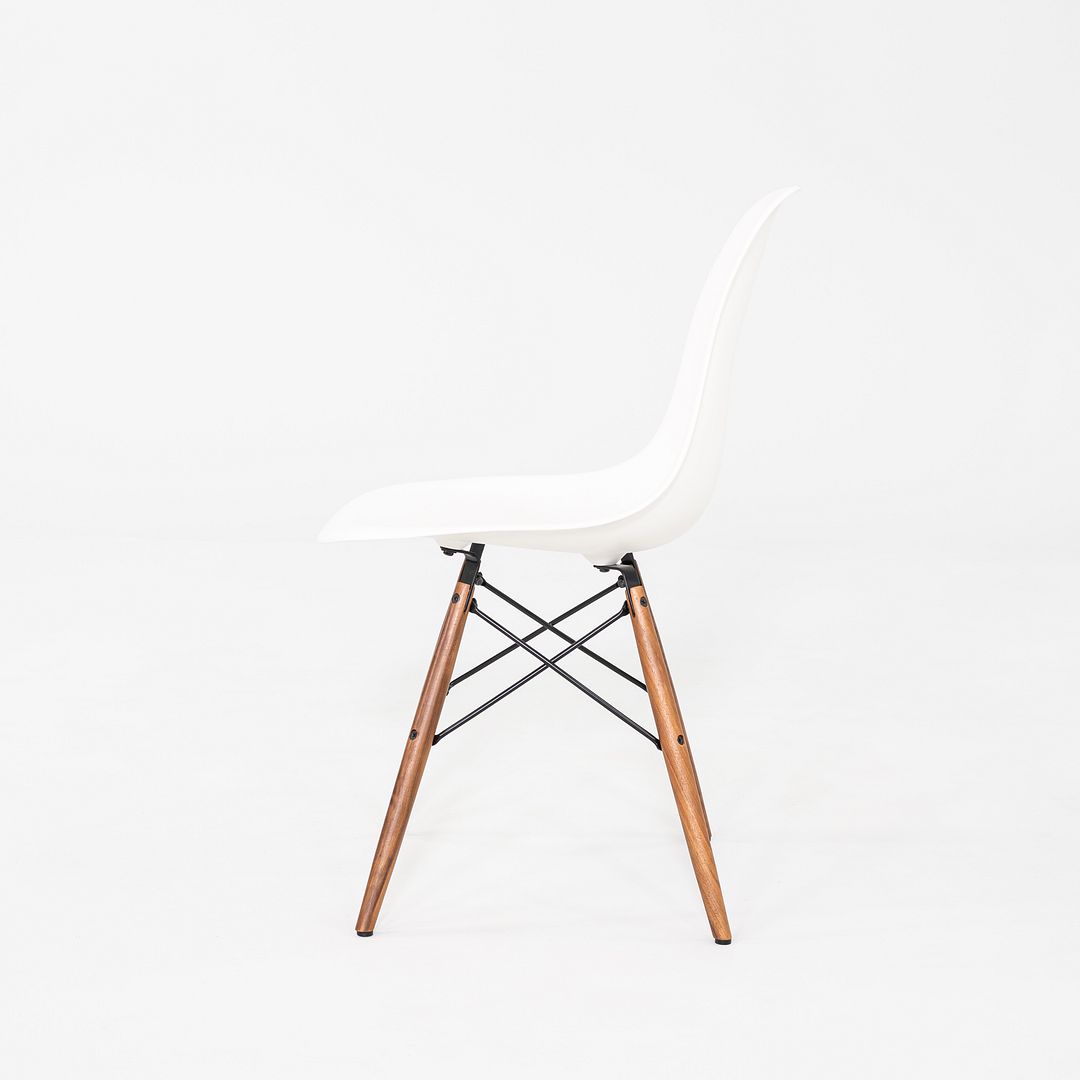 2021 Herman Miller Eames DSW Dining Side Chair in White w/ Walnut Base 4x Avail