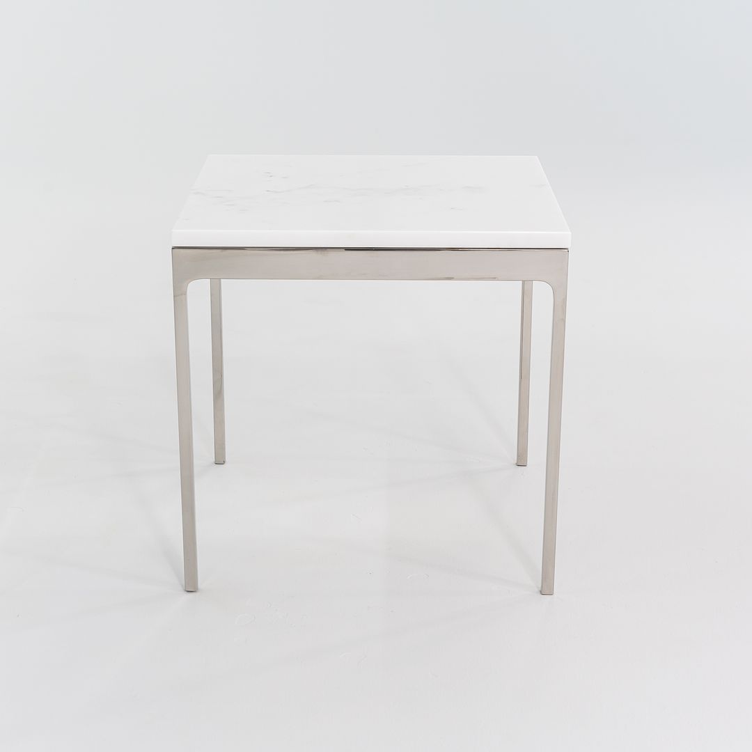 1990s TA.18G Square Side Table by Nicos Zographos for Zographos Designs in Marble and Stainless Steel 2x Available