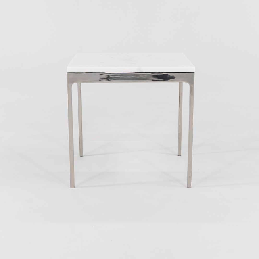 1990s TA.18G Square Side Table by Nicos Zographos for Zographos Designs in Marble and Stainless Steel 2x Available