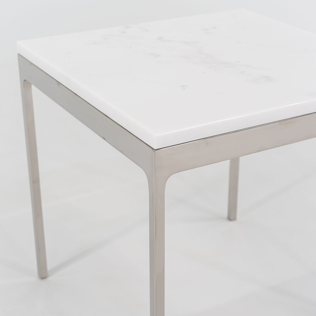 1990s TA.18G Square Side Table by Nicos Zographos for Zographos Designs in Marble and Stainless Steel 2x Available